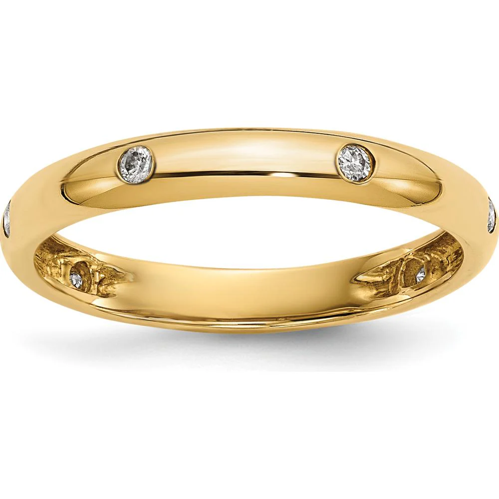 10K Yellow Gold 6-Stone Diamond Band with Polished Finish - Natural Diamonds - I2 Clarity - Size 6.75 by Oro Pregiato