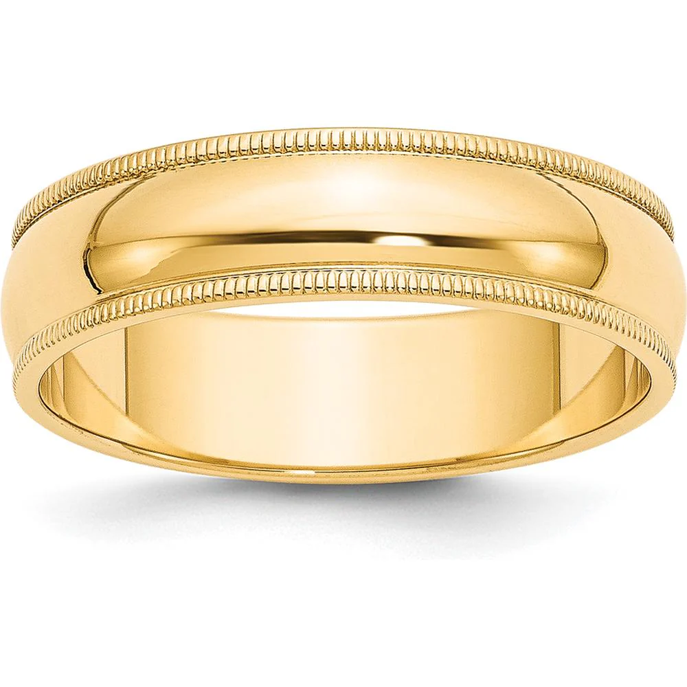 10K Yellow Gold 6mm Milgrain Half Round Wedding Band - Size 10.5 by Luciano & Cie