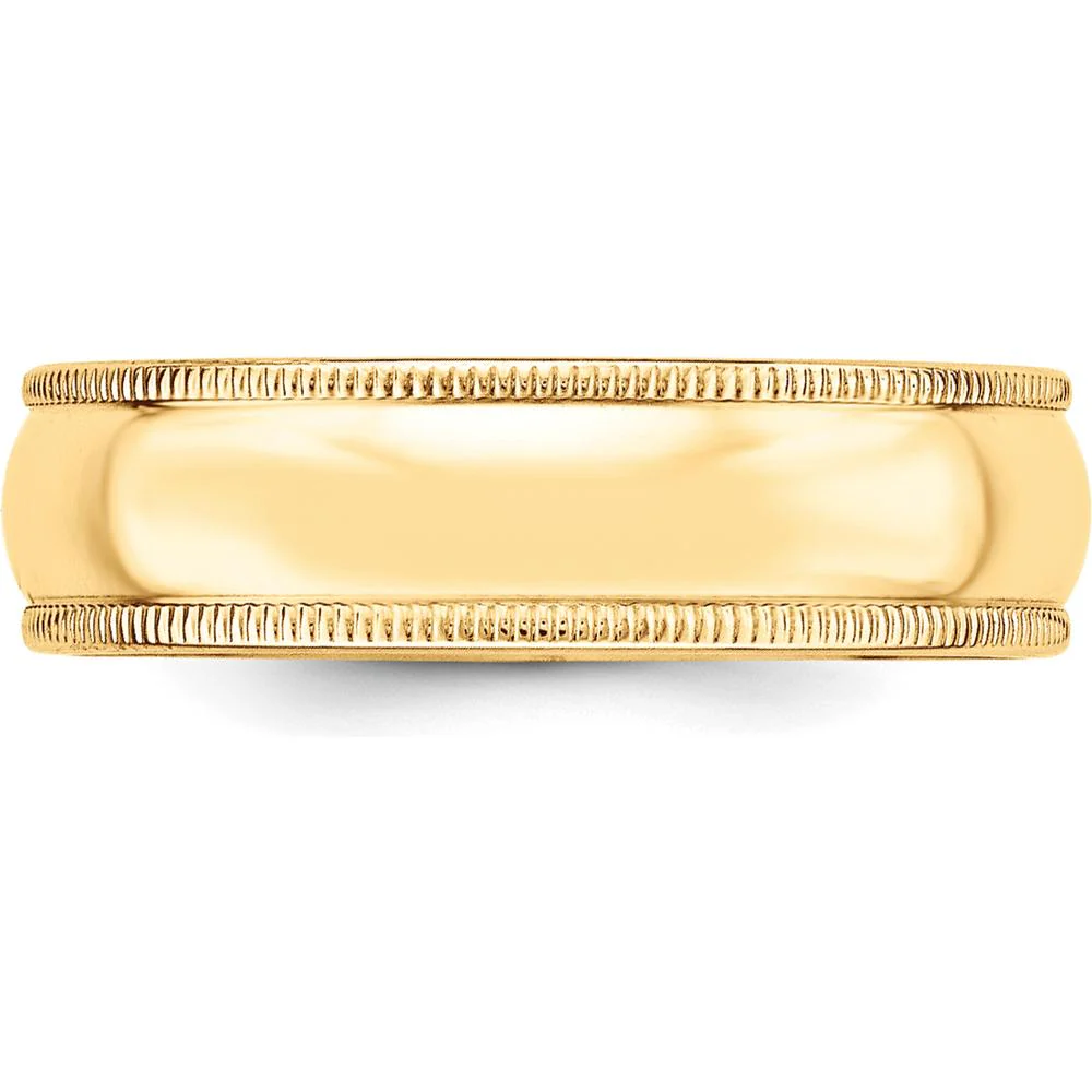 10K Yellow Gold 6mm Milgrain Half Round Wedding Band - Size 10.5 by Luciano & Cie - Image 3