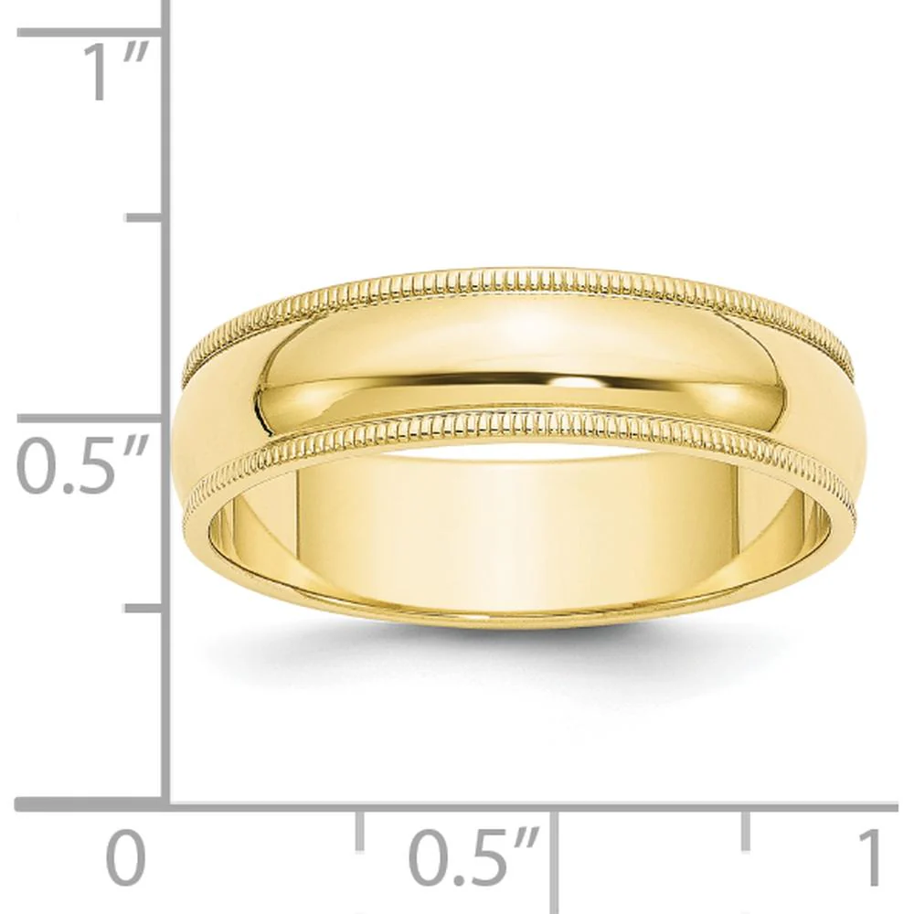 10K Yellow Gold 6mm Milgrain Half Round Wedding Band - Size 10.5 by Luciano & Cie - Image 4