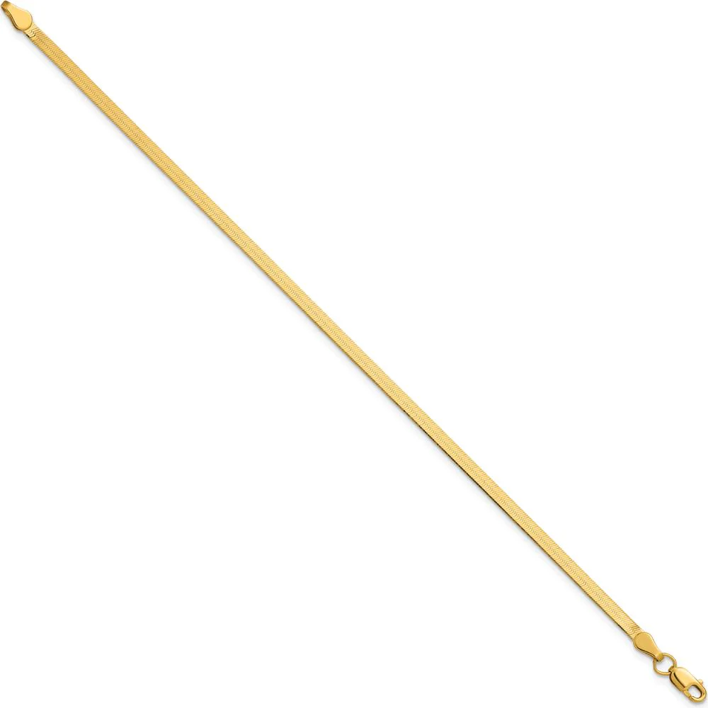 10K Yellow Gold 7" 2.5mm Polished Herringbone Chain Bracelet by Oro Pregiato - Image 2