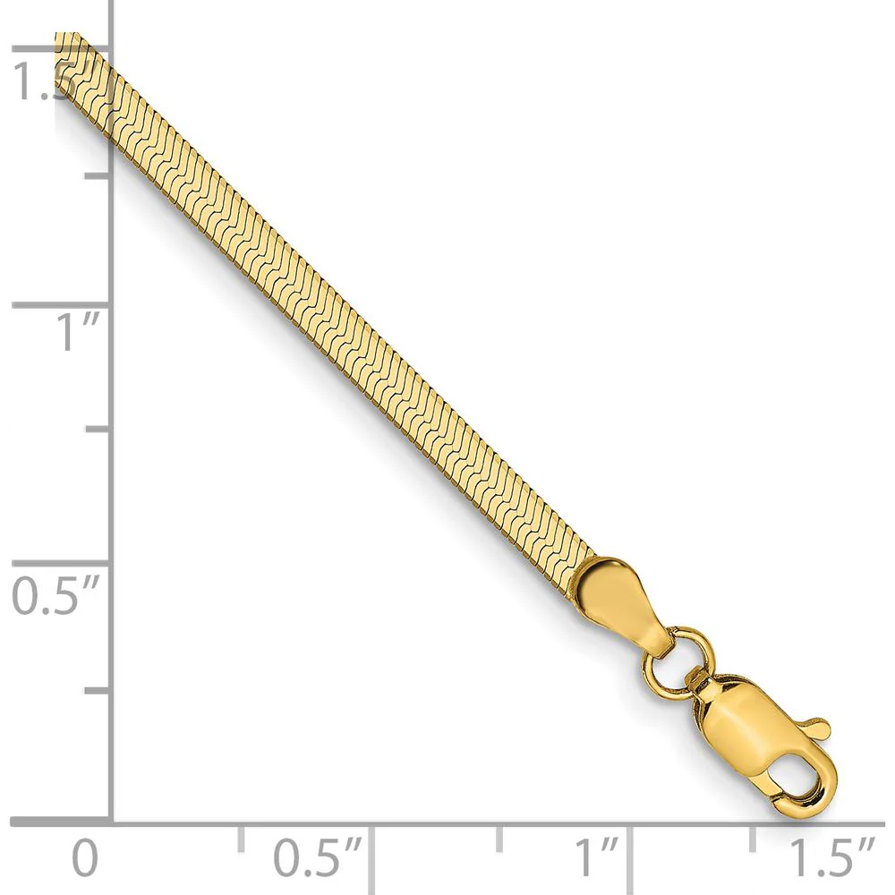 10K Yellow Gold 7" 2.5mm Polished Herringbone Chain Bracelet by Oro Pregiato - Image 3