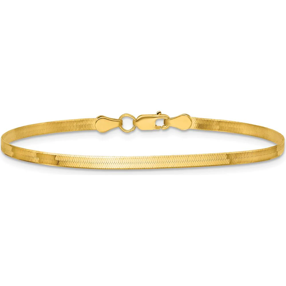 10K Yellow Gold 7" 2.5mm Polished Herringbone Chain Bracelet by Oro Pregiato - Image 4