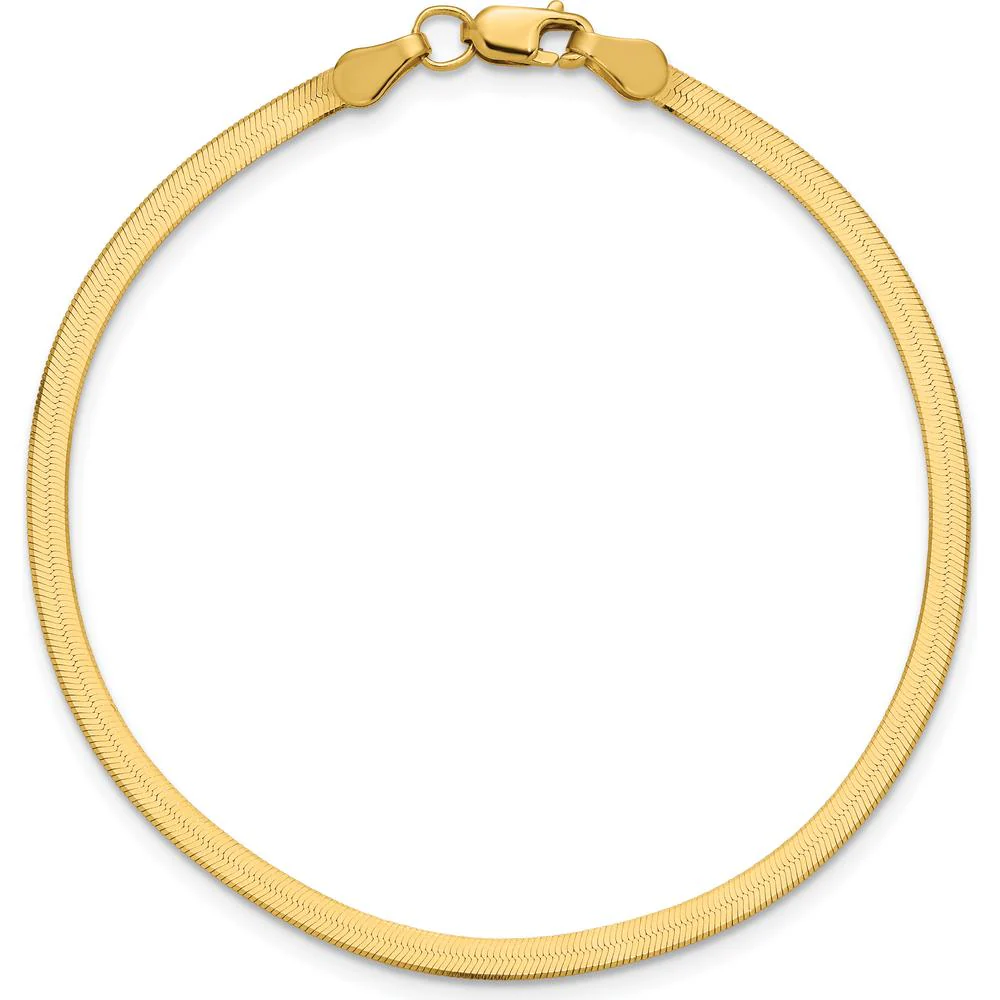 10K Yellow Gold 7" 2.5mm Polished Herringbone Chain Bracelet by Oro Pregiato - Image 5