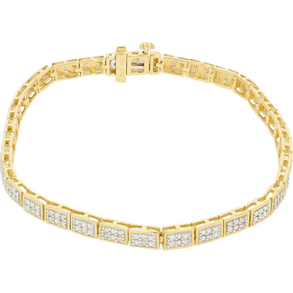 10K Yellow Gold 7" Tennis Bracelet with 1/2 Carat Square Diamonds - Elegant Luxury Design - Image 2