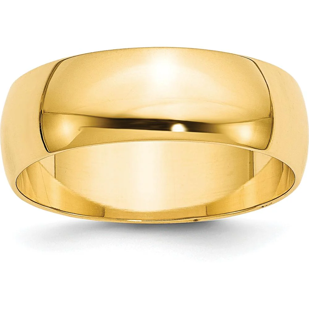 10K Yellow Gold 7mm Lightweight Half Round Wedding Band - Size 12 by Luciano & Cie