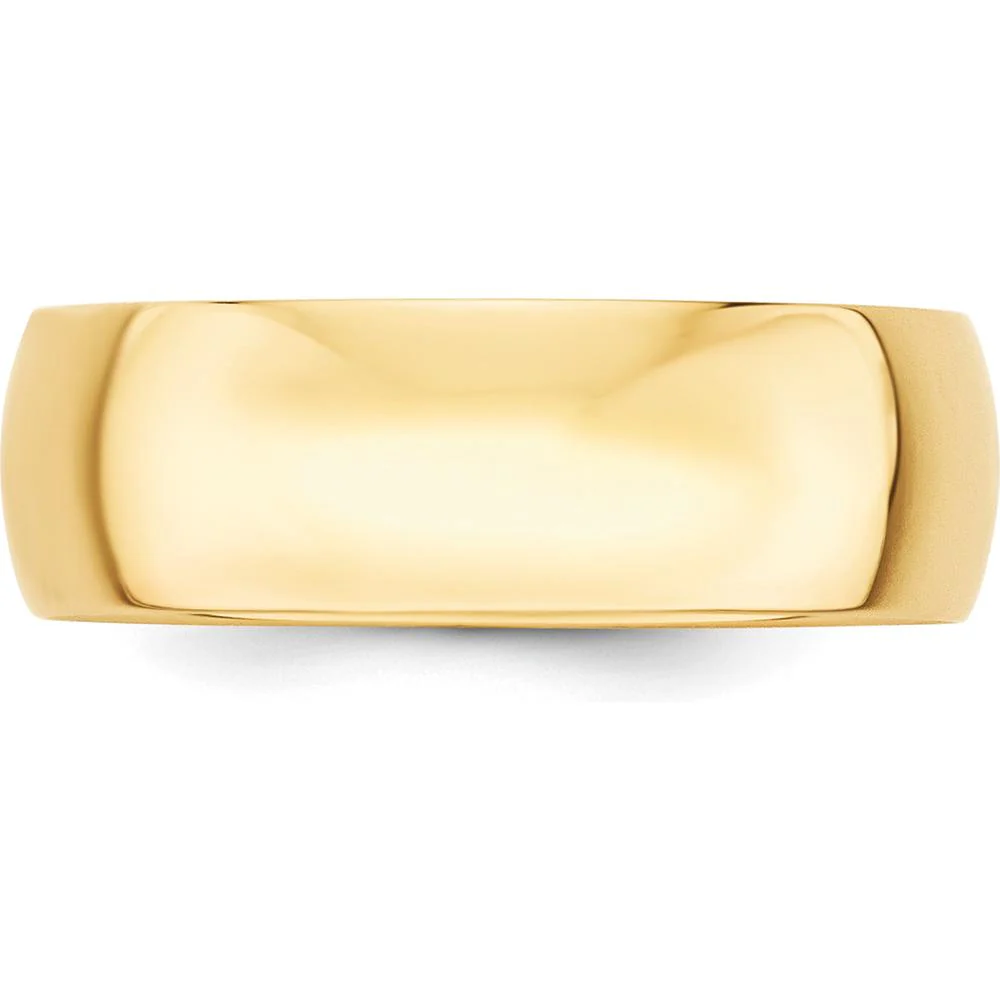 10K Yellow Gold 7mm Lightweight Half Round Wedding Band - Size 12 by Luciano & Cie - Image 2
