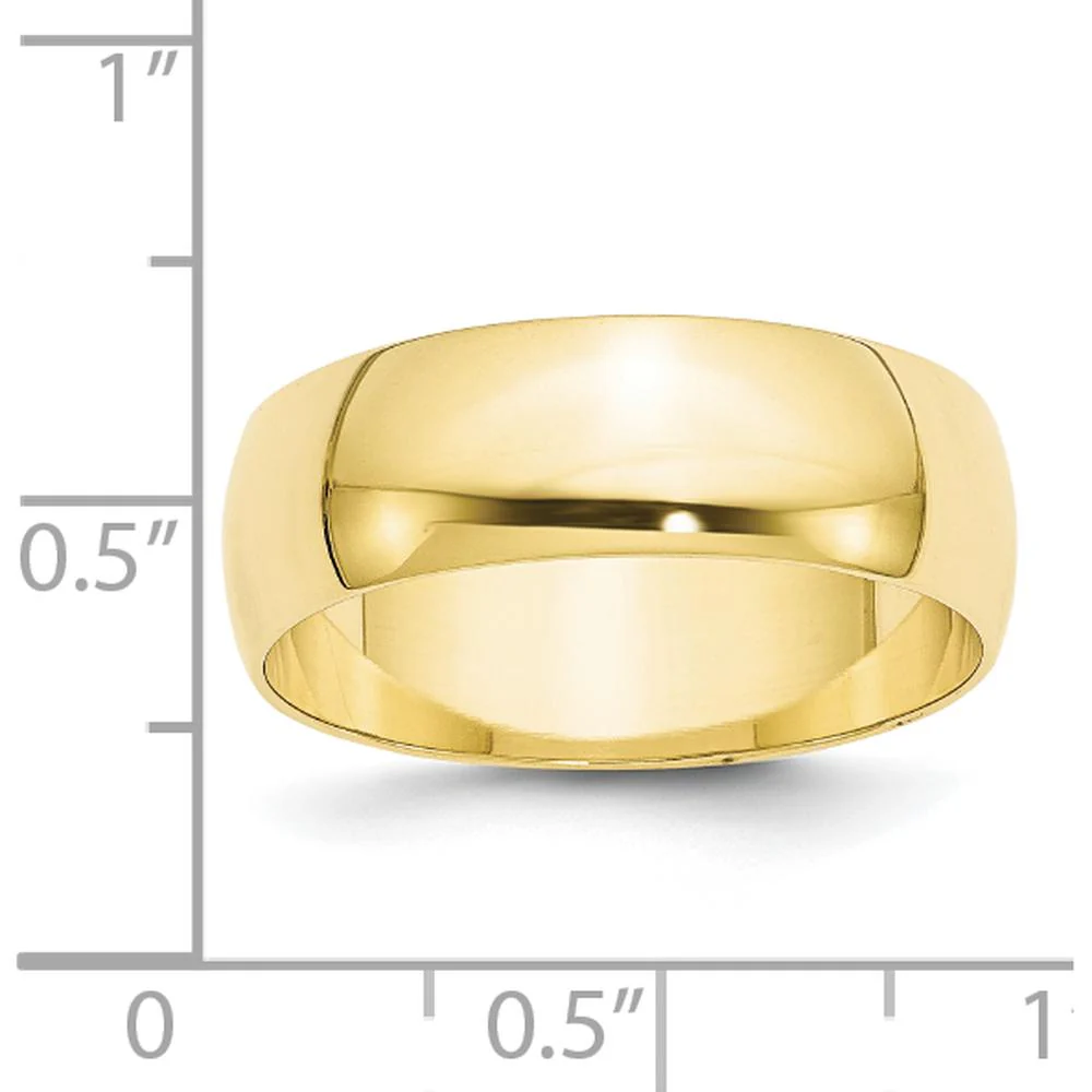 10K Yellow Gold 7mm Lightweight Half Round Wedding Band - Size 12 by Luciano & Cie - Image 3