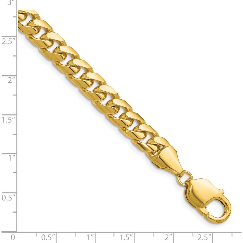 10K Yellow Gold 8.0mm Solid Miami Cuban Chain Bracelet - 8.5in Length by Oro Pregiato - Image 2