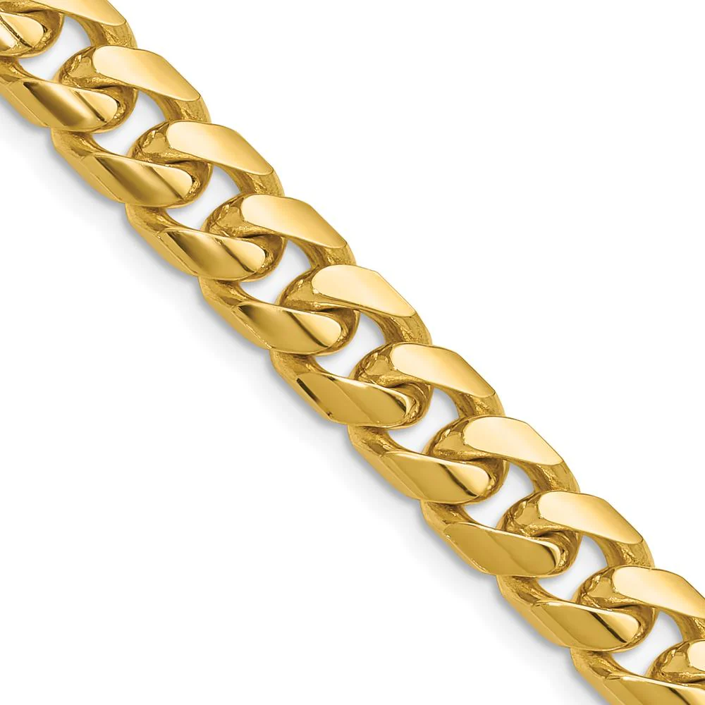 10K Yellow Gold 8.0mm Solid Miami Cuban Chain Necklace - 20" by Oro Pregiato