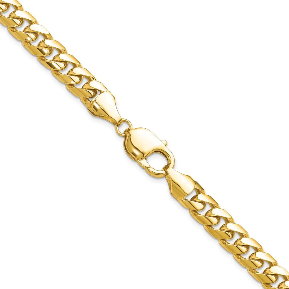 10K Yellow Gold 8.0mm Solid Miami Cuban Chain Necklace - 20" by Oro Pregiato - Image 3