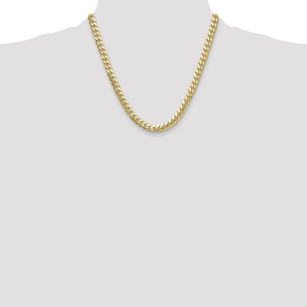 10K Yellow Gold 8.0mm Solid Miami Cuban Chain Necklace - 20" by Oro Pregiato - Image 4