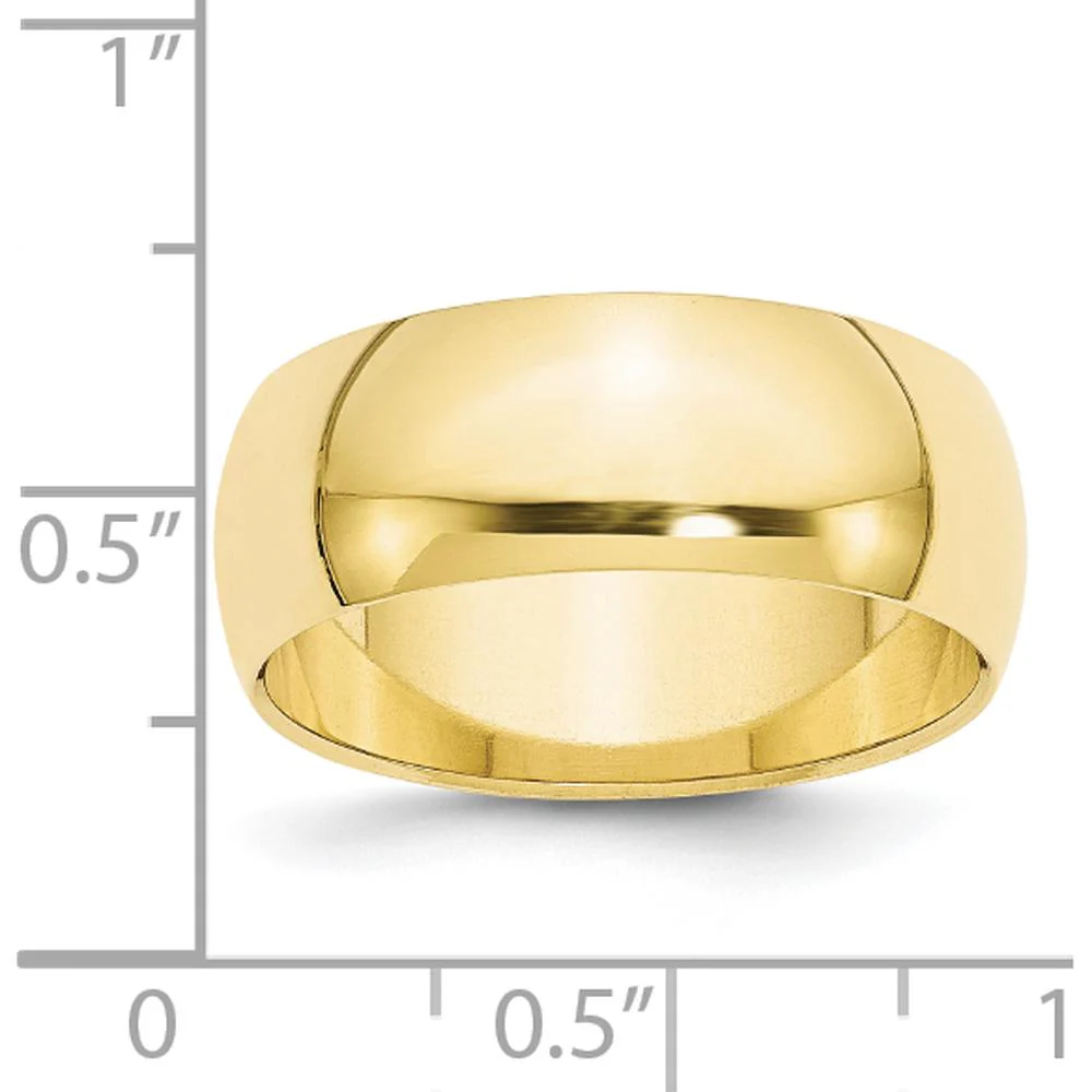 10K Yellow Gold 8mm Half Round Polished Wedding Band Ring Size 9.5 by Luciano & Cie - Image 3