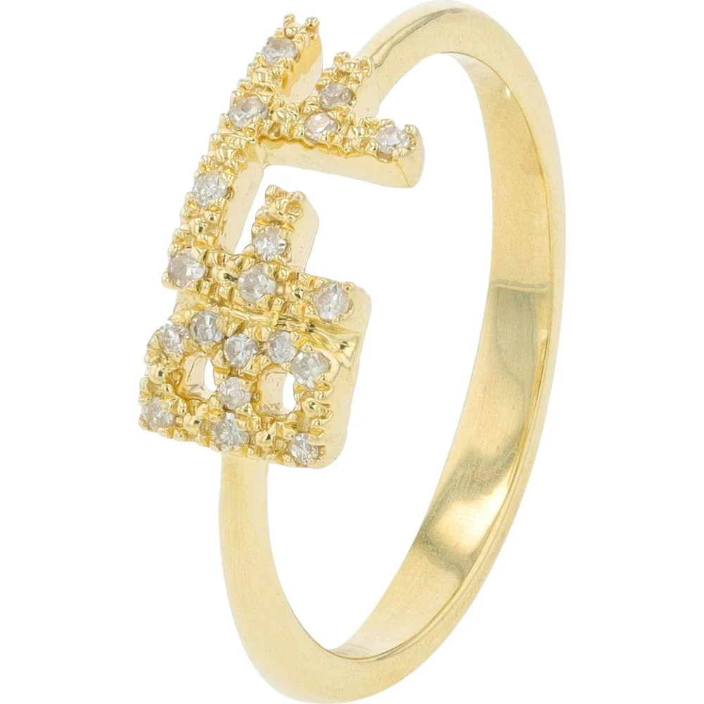 10K Yellow Gold 'BFF' Ring with 0.08 Carat Total Round Diamond Motif