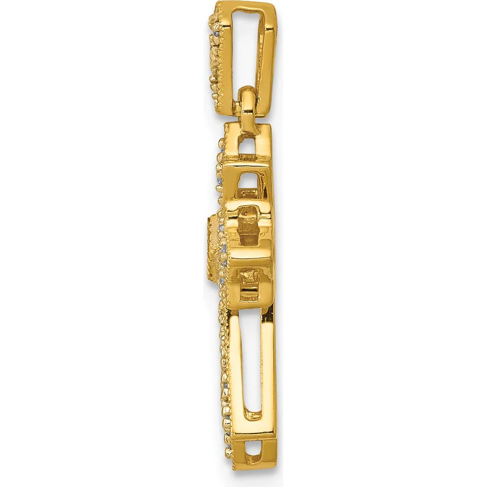 10K Yellow Gold Cross Pendant with Round and Princess Illusion Diamonds - 0.10 Carat Total Diamond Weight by Oro Pregiato - Image 2
