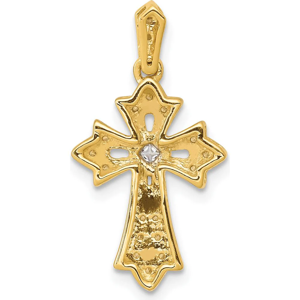 10K Yellow Gold Cross Pendant with Round and Princess Illusion Diamonds - 0.10 Carat Total Diamond Weight by Oro Pregiato - Image 3