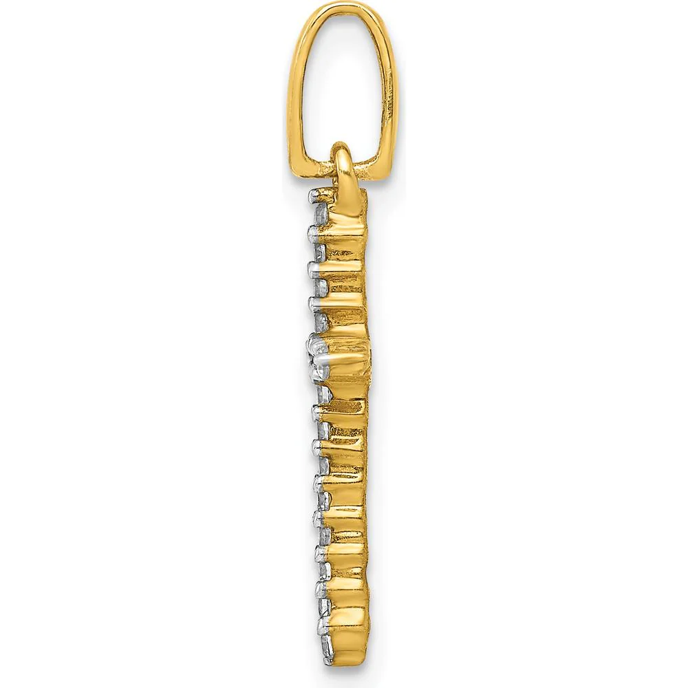 10K Yellow Gold Cross Pendant with Round Diamonds - 1/6 Carat Total Diamond Weight by Oro Pregiato - Image 2