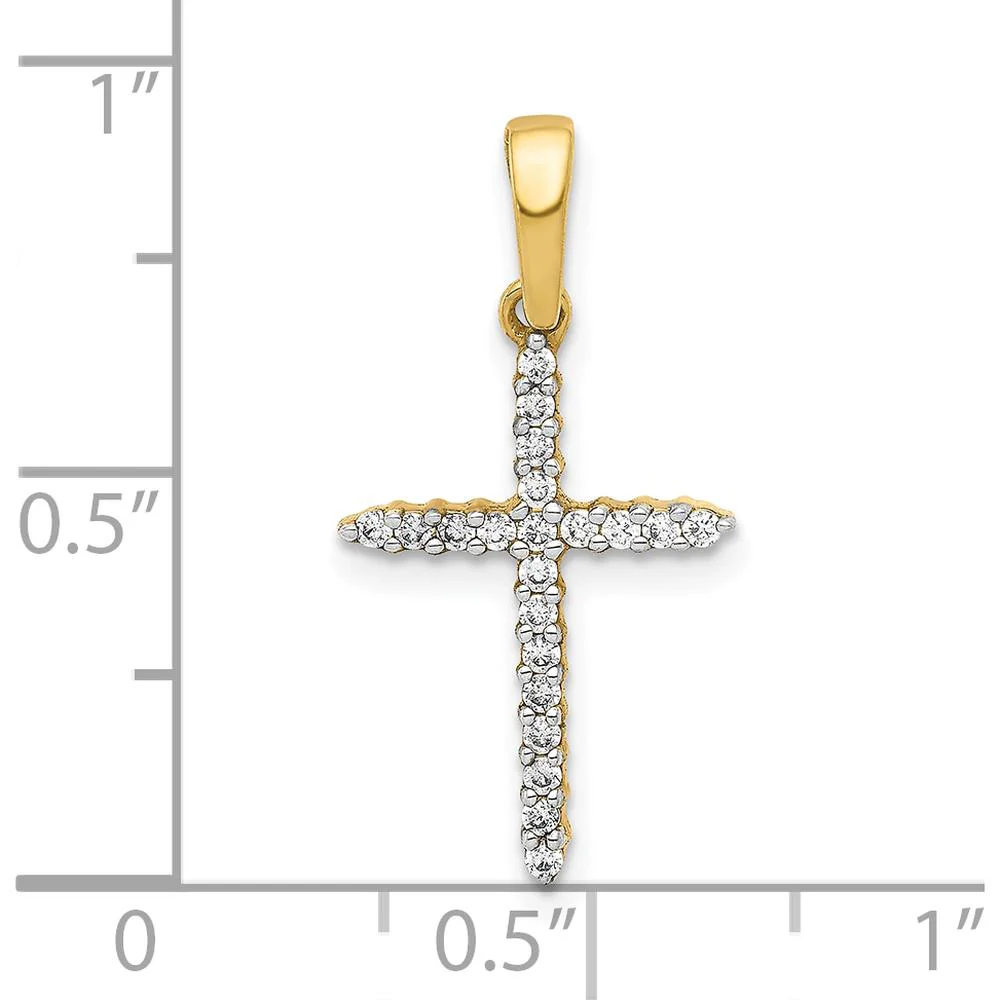 10K Yellow Gold Cross Pendant with Round Diamonds - 1/6 Carat Total Diamond Weight by Oro Pregiato - Image 3