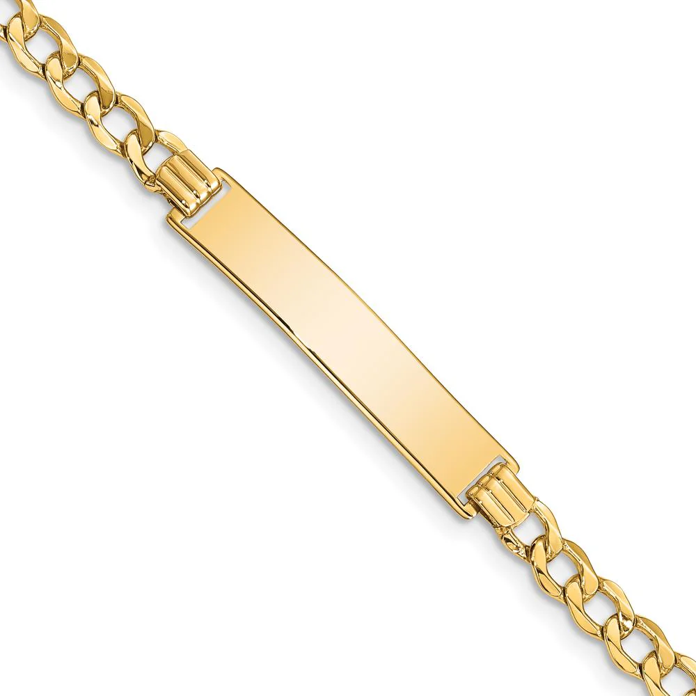 10K Yellow Gold Curb Link ID Bracelet with Engravable Plate - 7 inch by Oro Pregiato