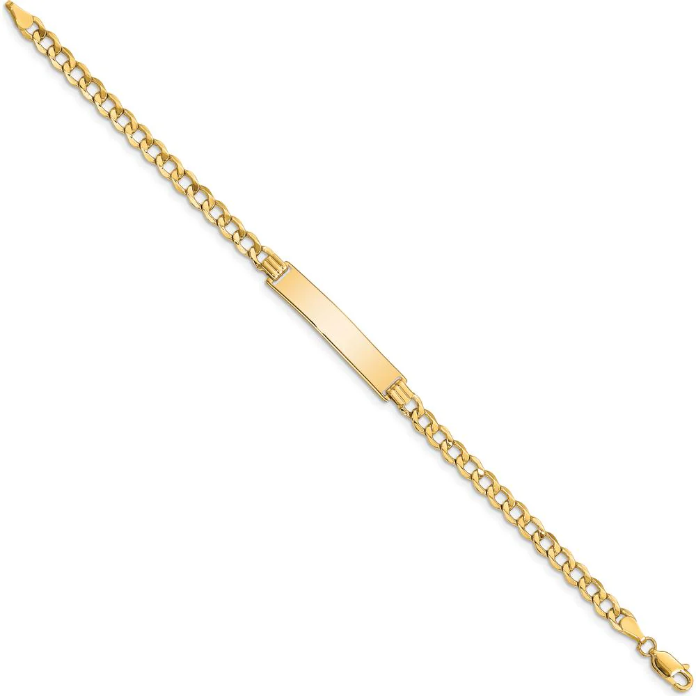 10K Yellow Gold Curb Link ID Bracelet with Engravable Plate - 7 inch by Oro Pregiato - Image 2