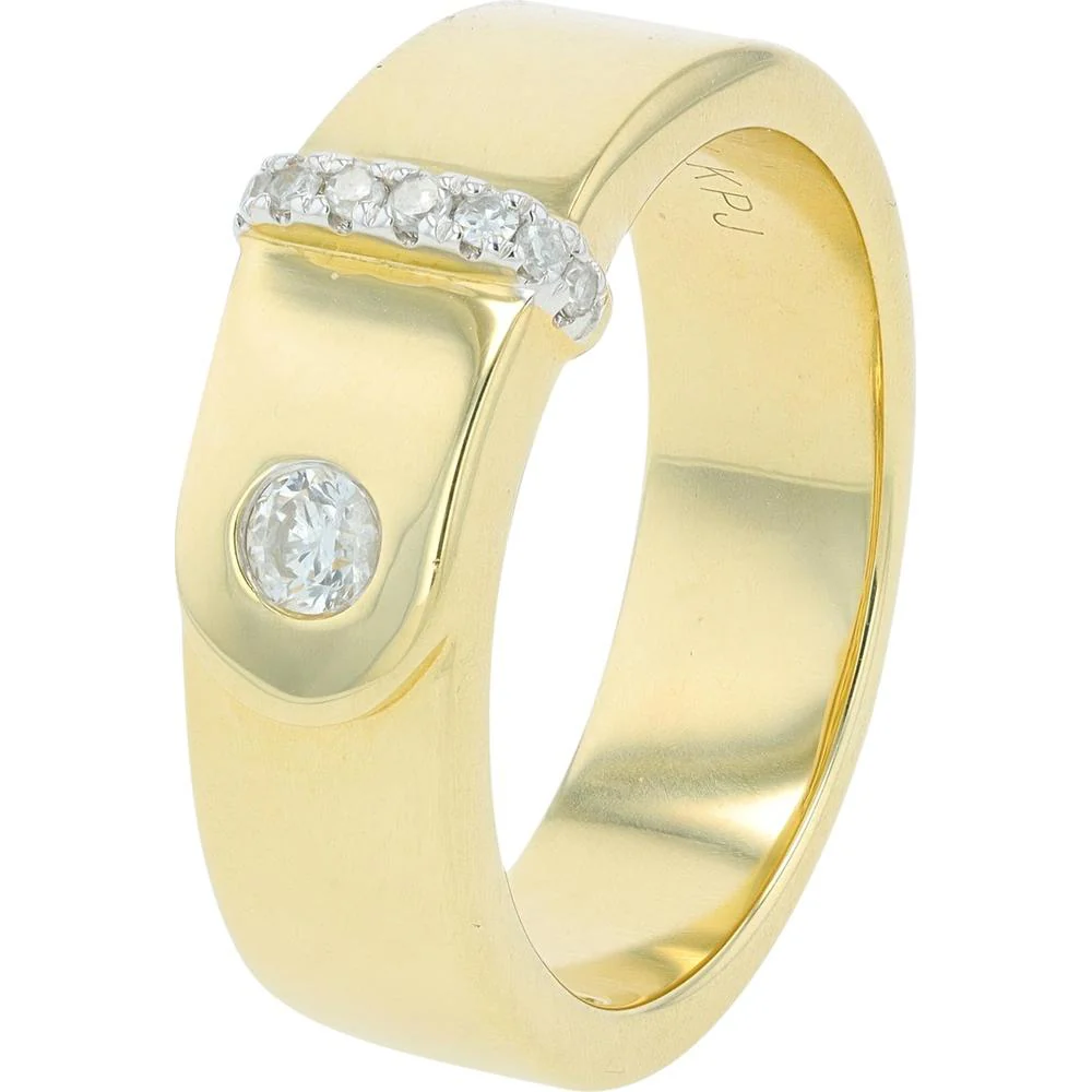 10K Yellow Gold Diamond Buckle Ring with 0.15 Carat Total Diamond Weight