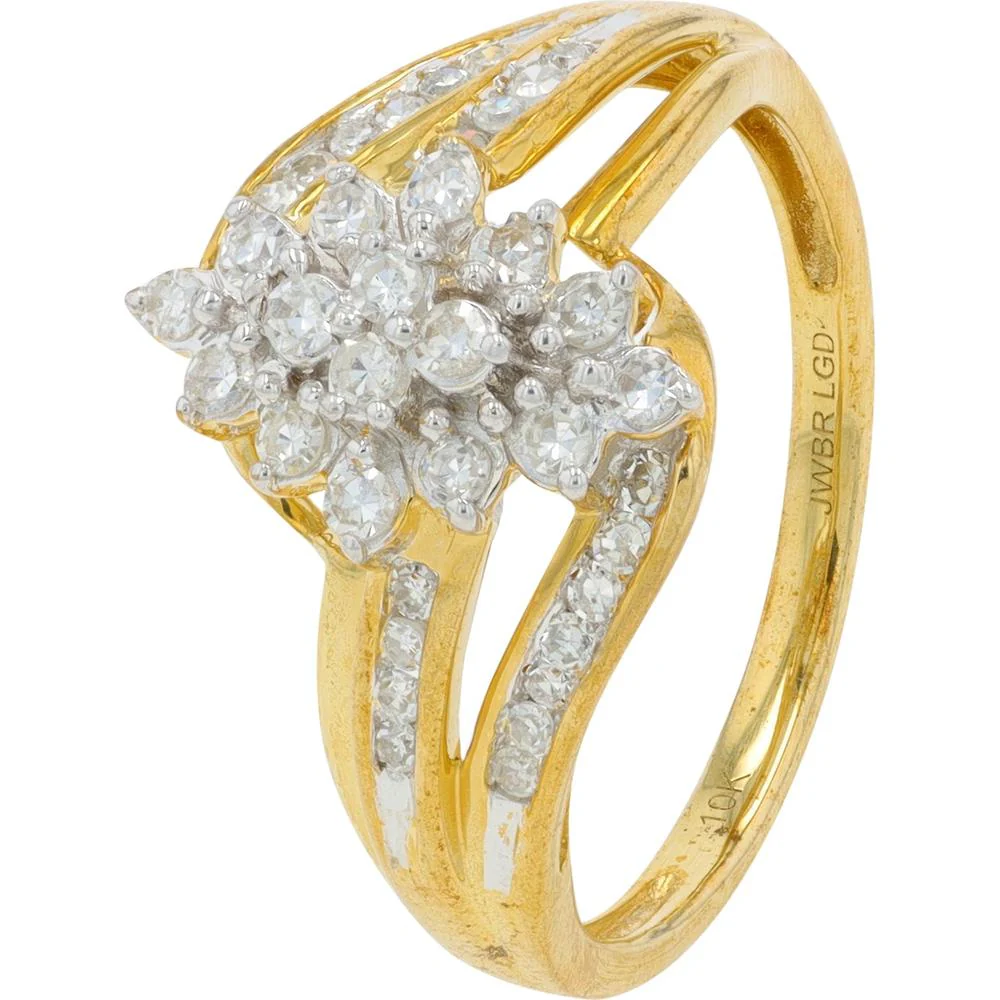 10K Yellow Gold Diamond Cluster Ring with 0.40 Carat Lab Grown Diamonds