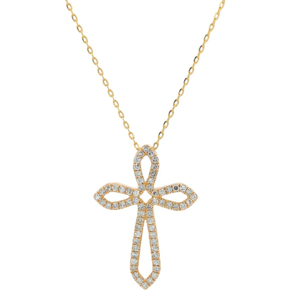 10K Yellow Gold Diamond Cross Pendant - 0.50 Carat Total Diamond Weight