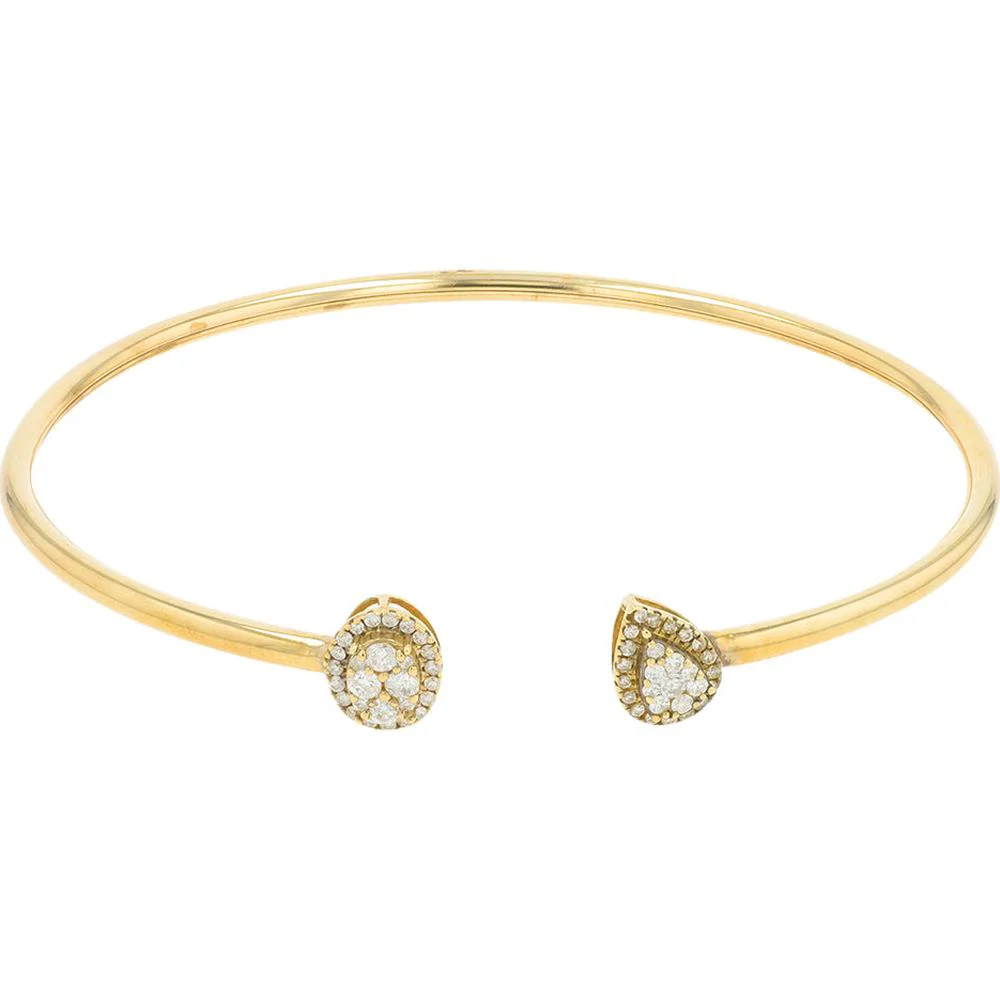 10K Yellow Gold Diamond Cuff Bangle with Milgrain Halo - 0.50 Carat Total Diamond Weight - Image 2
