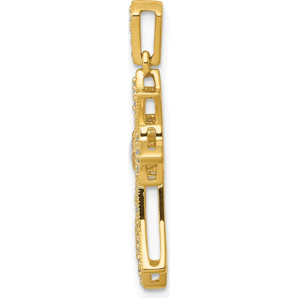 10K Yellow Gold Diamond Fleur de Lis Cross Pendant - 1/6 Carat Total Diamond Weight by Oro Pregiato - Image 2