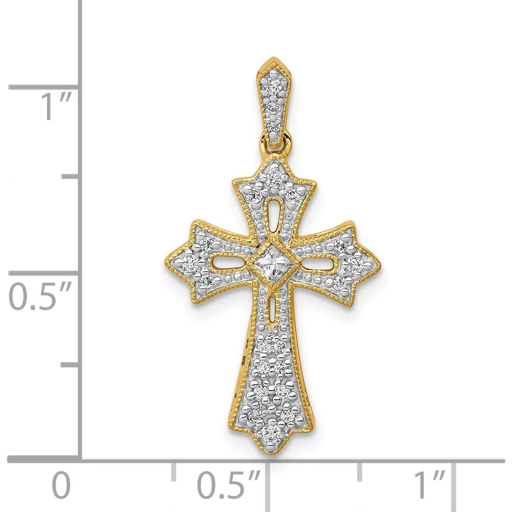10K Yellow Gold Diamond Fleur de Lis Cross Pendant - 1/6 Carat Total Diamond Weight by Oro Pregiato - Image 4