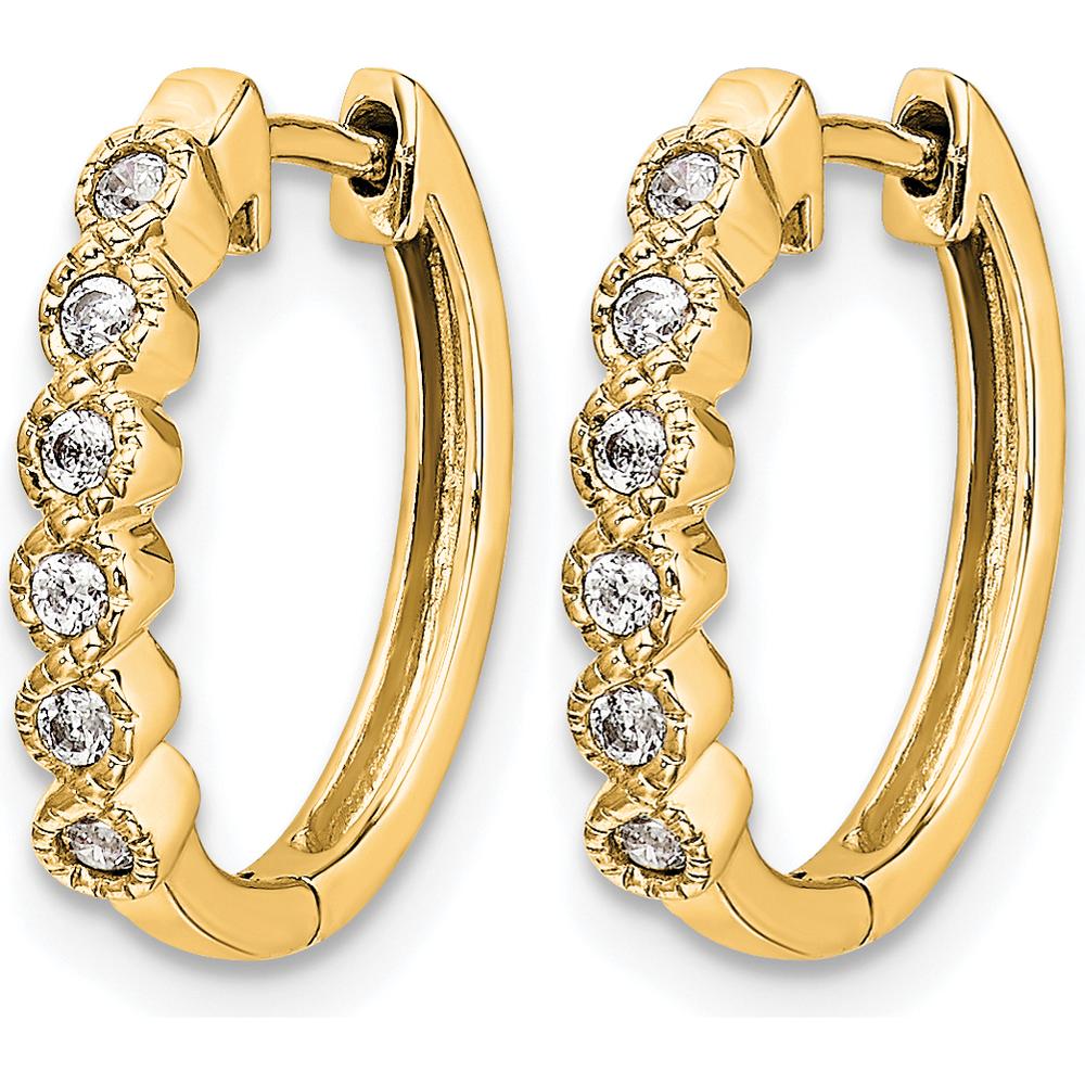 10K Yellow Gold Diamond Hinged Hoop Earrings - 0.10 Carat Total Diamond Weight by Oro Pregiato - Image 2