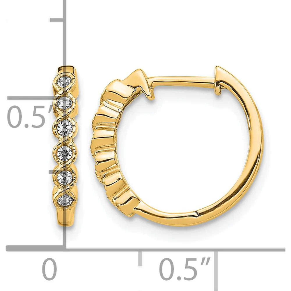 10K Yellow Gold Diamond Hinged Hoop Earrings - 0.10 Carat Total Diamond Weight by Oro Pregiato - Image 4