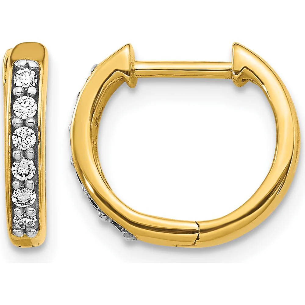 10K Yellow Gold Diamond Hinged Hoop Earrings - 0.24 Carat Total Diamond Weight by Oro Pregiato