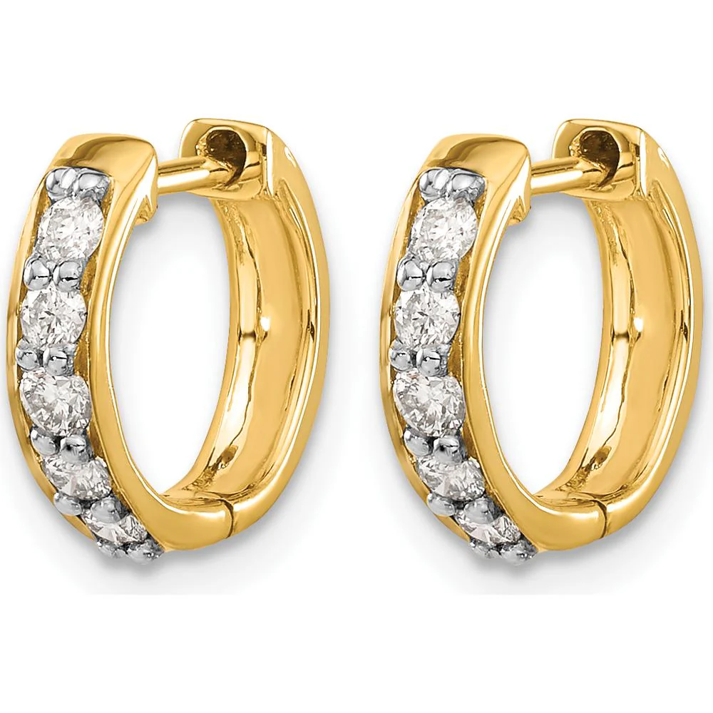 10K Yellow Gold Diamond Hinged Hoop Earrings with 1/2 Carat Total Diamond Weight by Oro Pregiato - Image 2