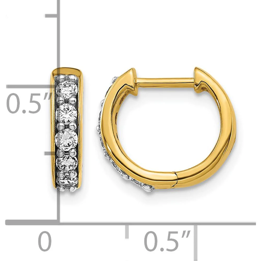 10K Yellow Gold Diamond Hinged Hoop Earrings with 1/2 Carat Total Diamond Weight by Oro Pregiato - Image 4