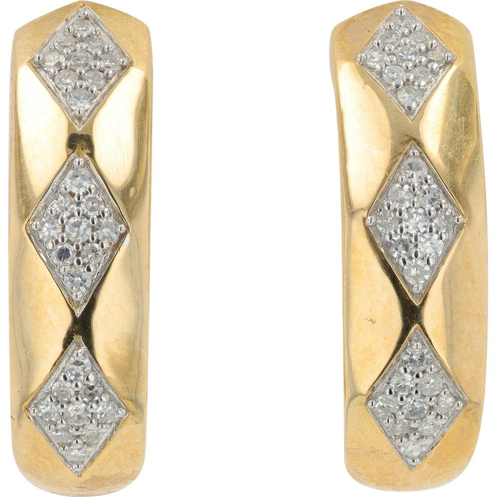 10K Yellow Gold Diamond J - Hoop Earrings - 0.25 Carat Total Diamond Weight - Image 3