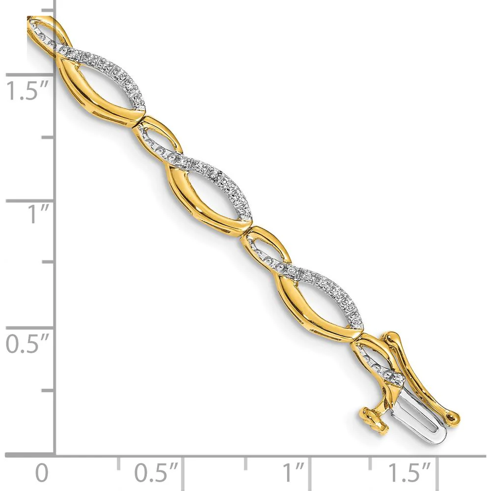 10K Yellow Gold Diamond Link Bracelet with Box Catch Clasp - 1.00 Carats Total Diamond Weight by Oro Pregiato - Image 3