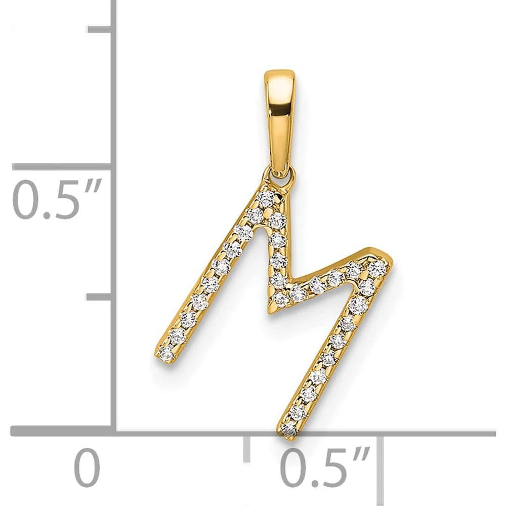 10K Yellow Gold Diamond "M" Initial Pendant - Polished, Personalized, Unisex Design with Brilliant Diamonds by Oro Pregiato - Image 2