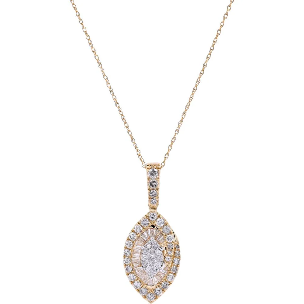 10K Yellow Gold Diamond Pendant with 1 Carat Total Diamond Weight
