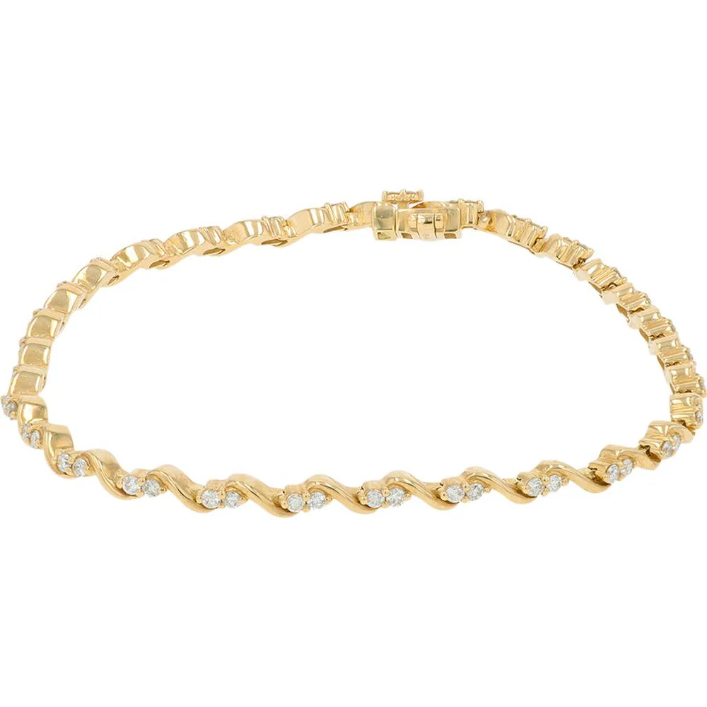 10K Yellow Gold Diamond Station Bracelet - 0.75 Carat Total Diamond Weight - Image 2