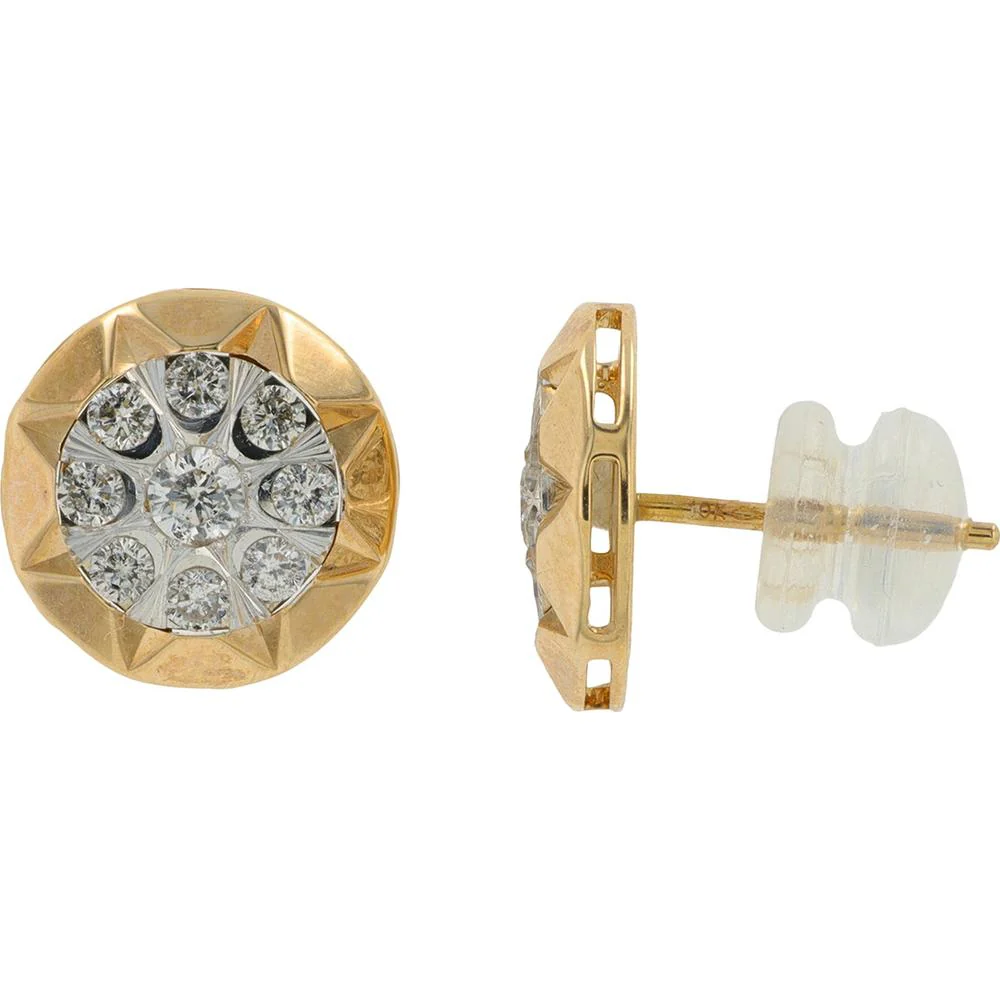 10K Yellow Gold Diamond Stud Earrings - 0.50 Carat Total Diamond Weight - Image 2