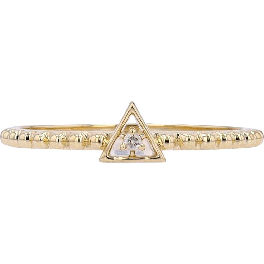10K Yellow Gold Diamond Triangle Ring - 0.01 Carat Total Diamond Weight