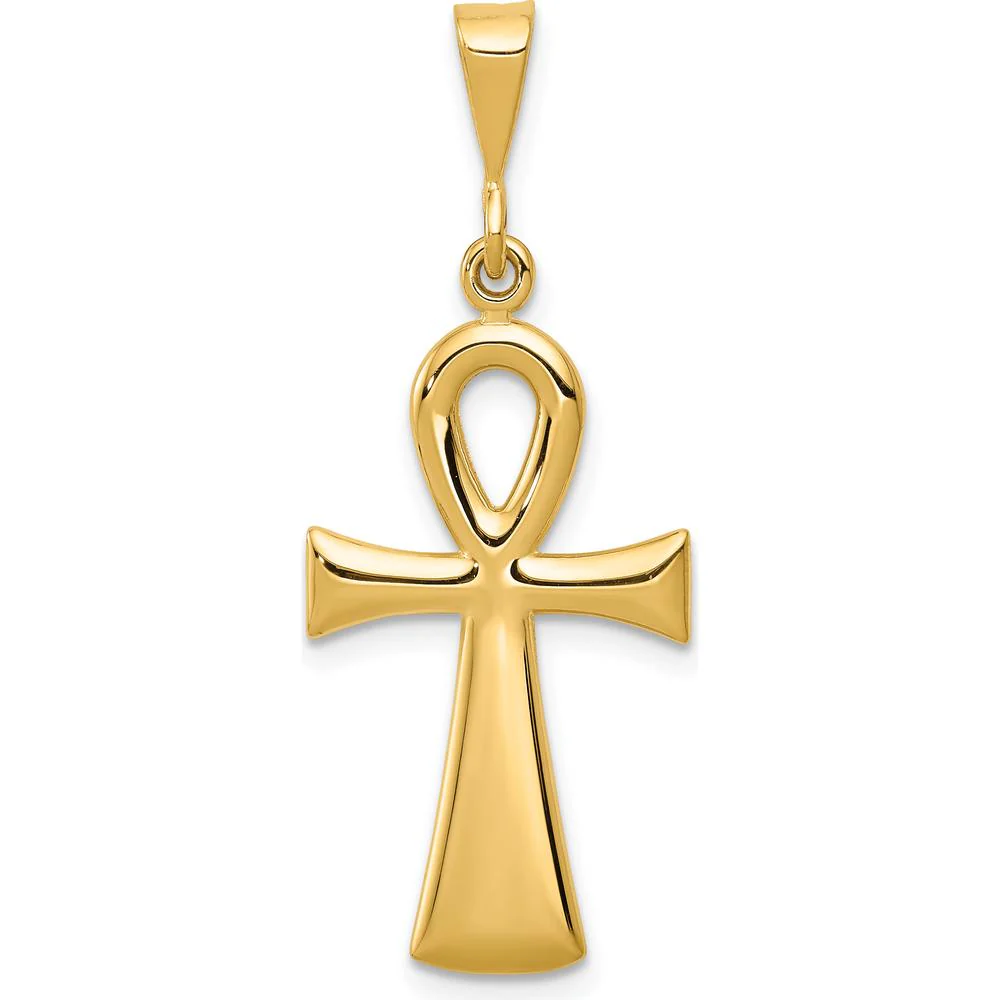 10K Yellow Gold Egyptian Ankh Cross Pendant - Symbol of Rebirth and Eternal Life by Oro Pregiato