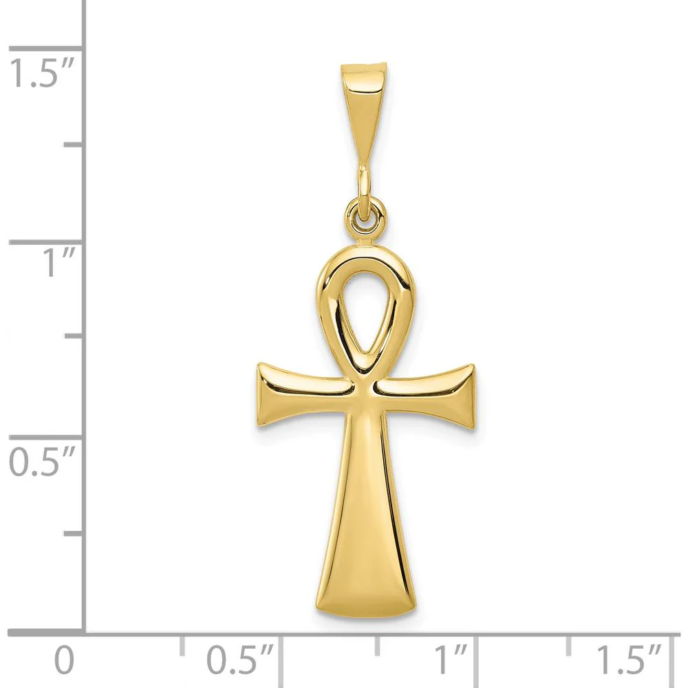 10K Yellow Gold Egyptian Ankh Cross Pendant - Symbol of Rebirth and Eternal Life by Oro Pregiato - Image 3