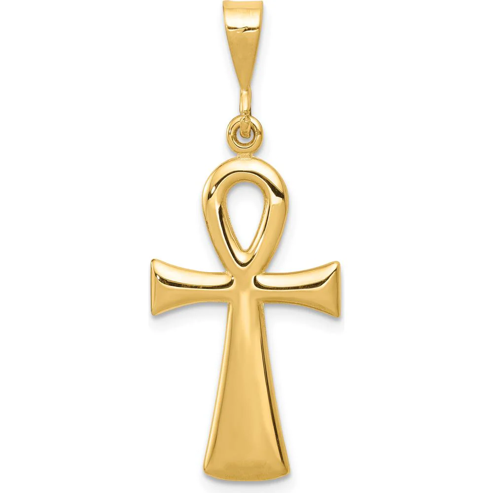 10K Yellow Gold Egyptian Ankh Cross Pendant - Symbol of Rebirth and Eternal Life by Oro Pregiato - Image 4