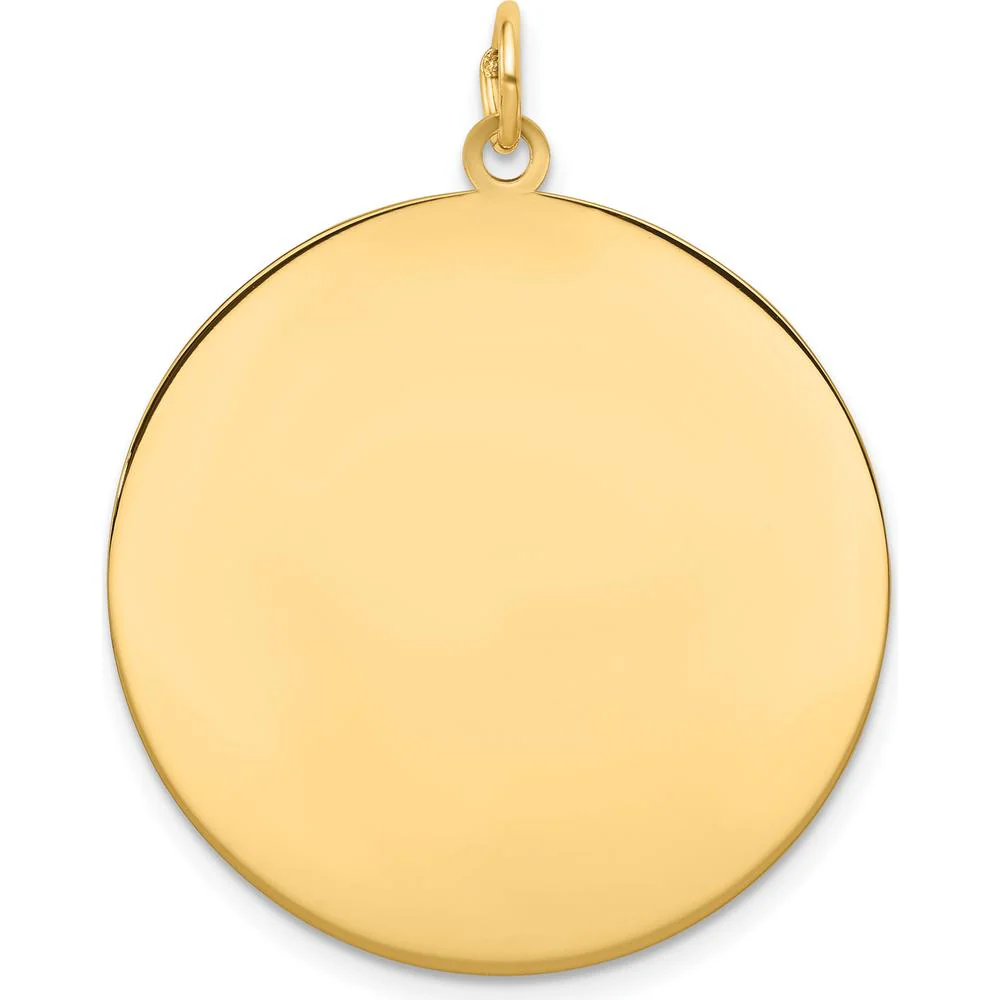 10K Yellow Gold Engravable Circular Disc Charm - 28.5mm Diameter by Oro Pregiato
