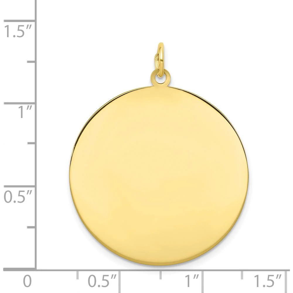 10K Yellow Gold Engravable Circular Disc Charm - 28.5mm Diameter by Oro Pregiato - Image 2