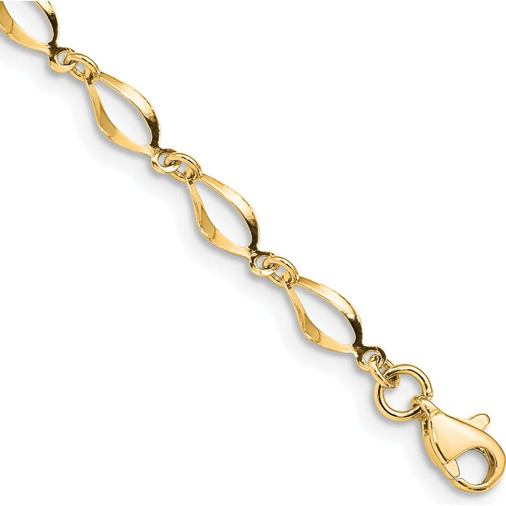 10K Yellow Gold Fancy Link Bracelet with Polished Finish - 7.25" by Oro Pregiato