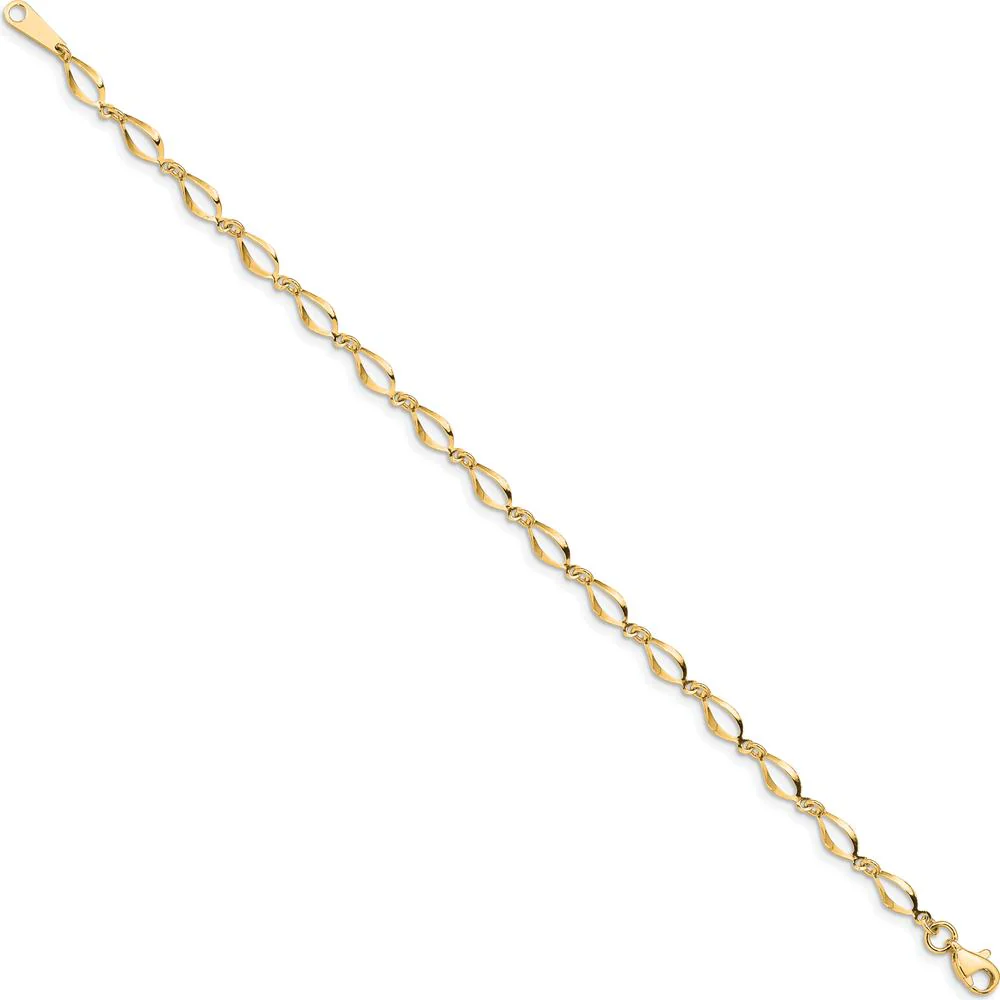 10K Yellow Gold Fancy Link Bracelet with Polished Finish - 7.25" by Oro Pregiato - Image 2