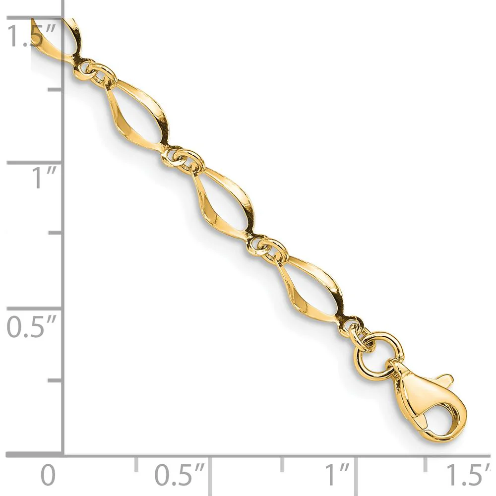 10K Yellow Gold Fancy Link Bracelet with Polished Finish - 7.25" by Oro Pregiato - Image 4